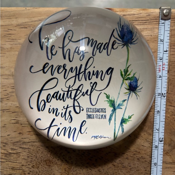 Inspirational Glass Paperweight with Floral Design - Picture 3 of 3